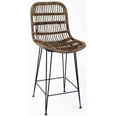 Бар стол Кафяв-Bar Iron Metal/Rattan