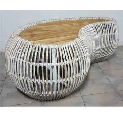 Маса/пейка Бяла-Bean Bench White Wash 120X70H45см