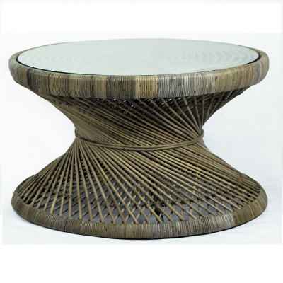 Маса Туист Ратан Сива-Table Twist Rattan Grey D80H48см