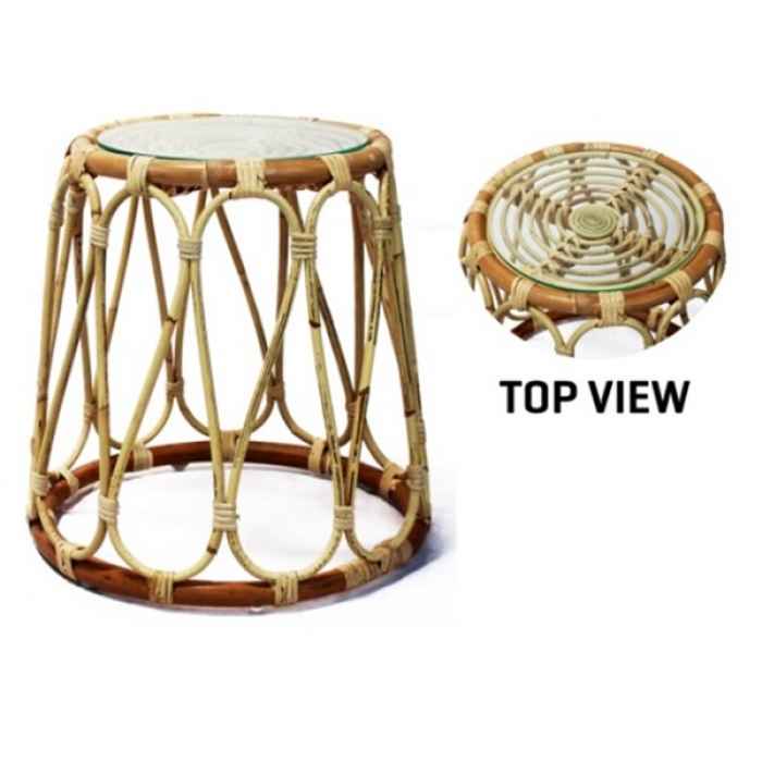 Помощна маса Ратан/Блонд-Side Table Rattan Blond D30/40H41см - Incl Glass-ESkDg.jpeg