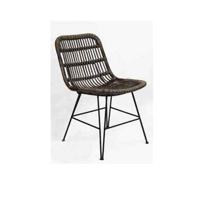 Стол Трапезен Метал/Ратан Кафяв-Chair Dinning Metal Rattan Brown 44X55H83см