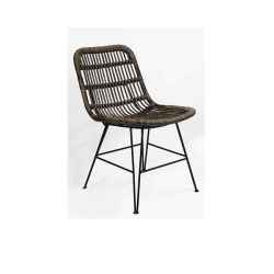 Стол Трапезен Метал/Ратан Кафяв-Chair Dinning Metal Rattan Brown 44X55H83см