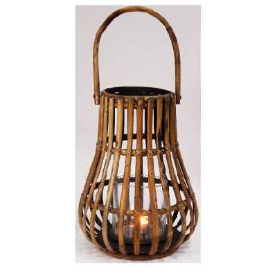 Фенер Натурал/Тъмно сив-Lantern Natural/Dark Grey D35H45см-Incl Glass