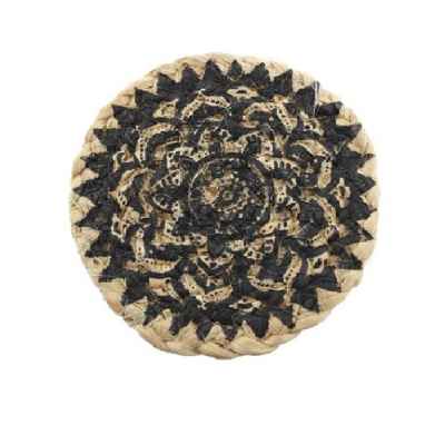 Подложка за чаша-Coaster Jute Natural/Black D10см
