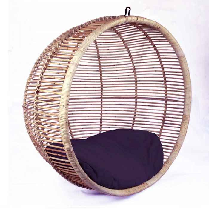 Люлка Топка Ратан Сив-Chair Hanging Rattan Grey Ball 85X108см-kHKYw.jpeg