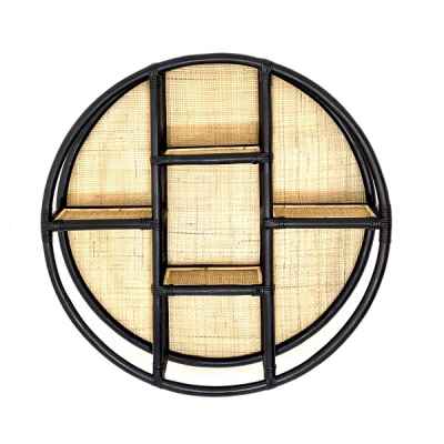 Стенен стилаж Ратан Бляк-Wall Rack Rattan/Webbing Black 80X20см