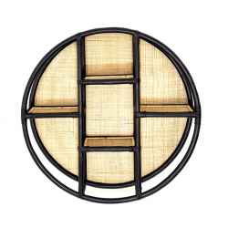 Стенен стилаж Ратан Бляк-Wall Rack Rattan/Webbing Black 80X20см
